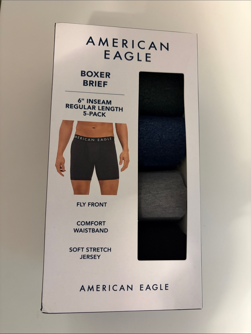 American Eagle Outfitters Men’s Boxer Briefs - Black, Navy, Gray, Dark Green